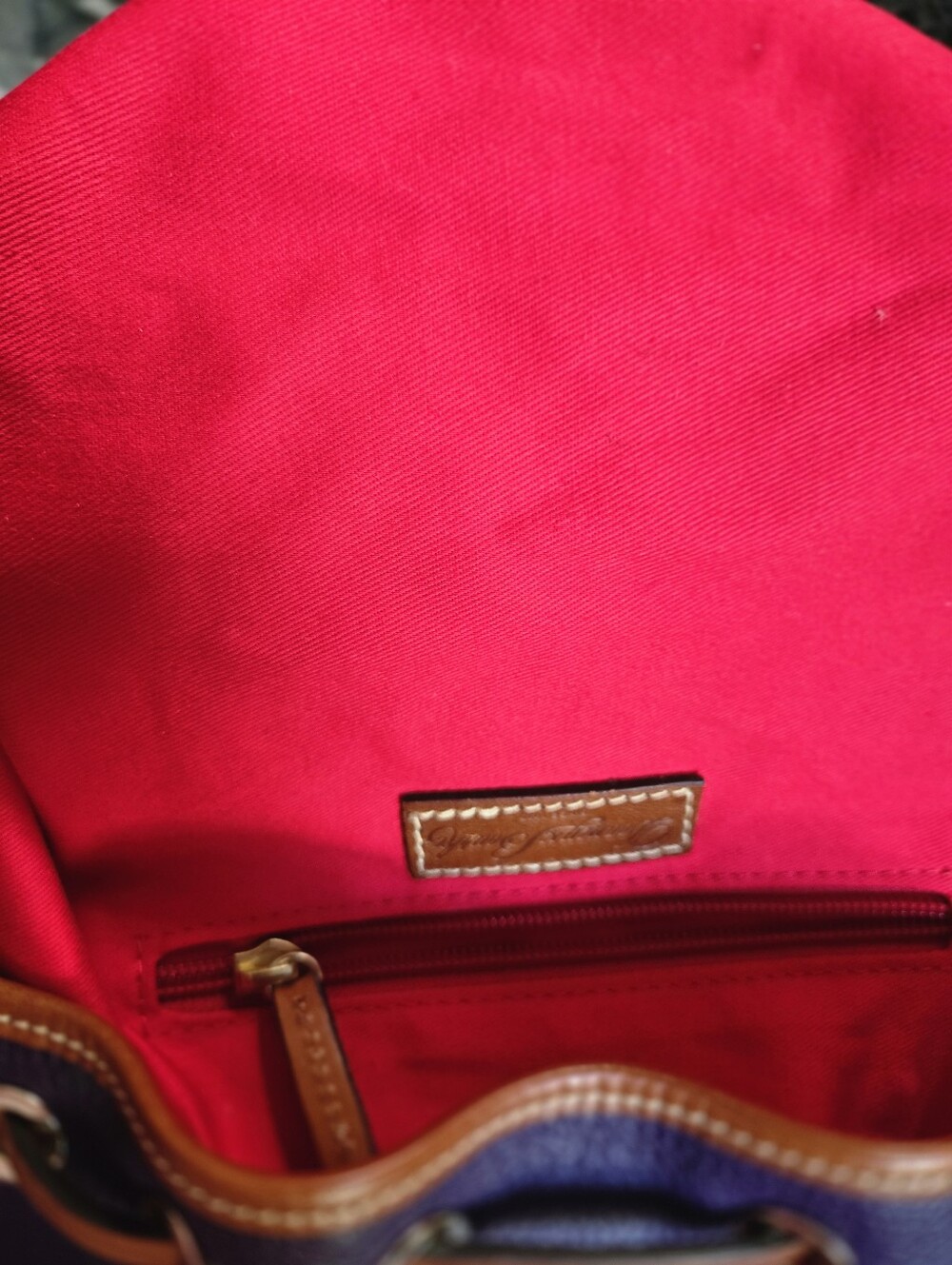 Dooney & Bourke Purple Leather Drawstring Bucket Bag - Picture 11 of 12